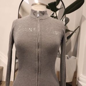 Guess grey zip up sweater size small
